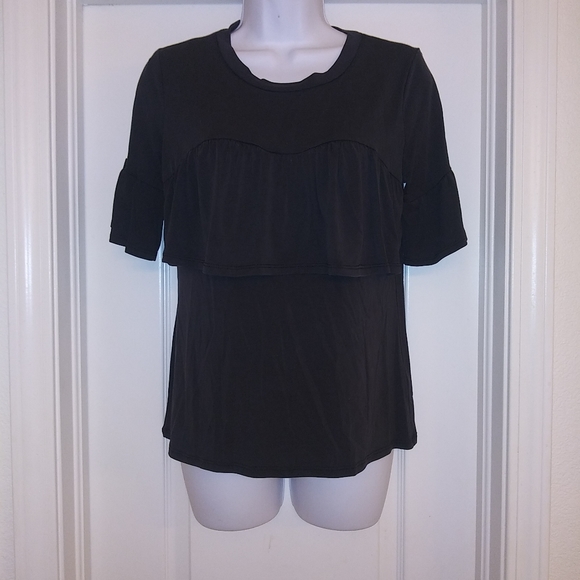 Gypsies And Moondust Black Ruffle Top - Picture 1 of 5